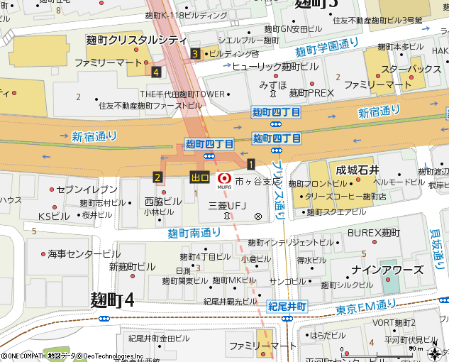 市ヶ谷支店付近の地図